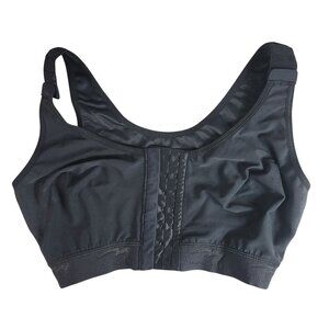 Marena Recovery Front Close Bra Black 38 D/E Wirefree Wide Straps Post Surgery
